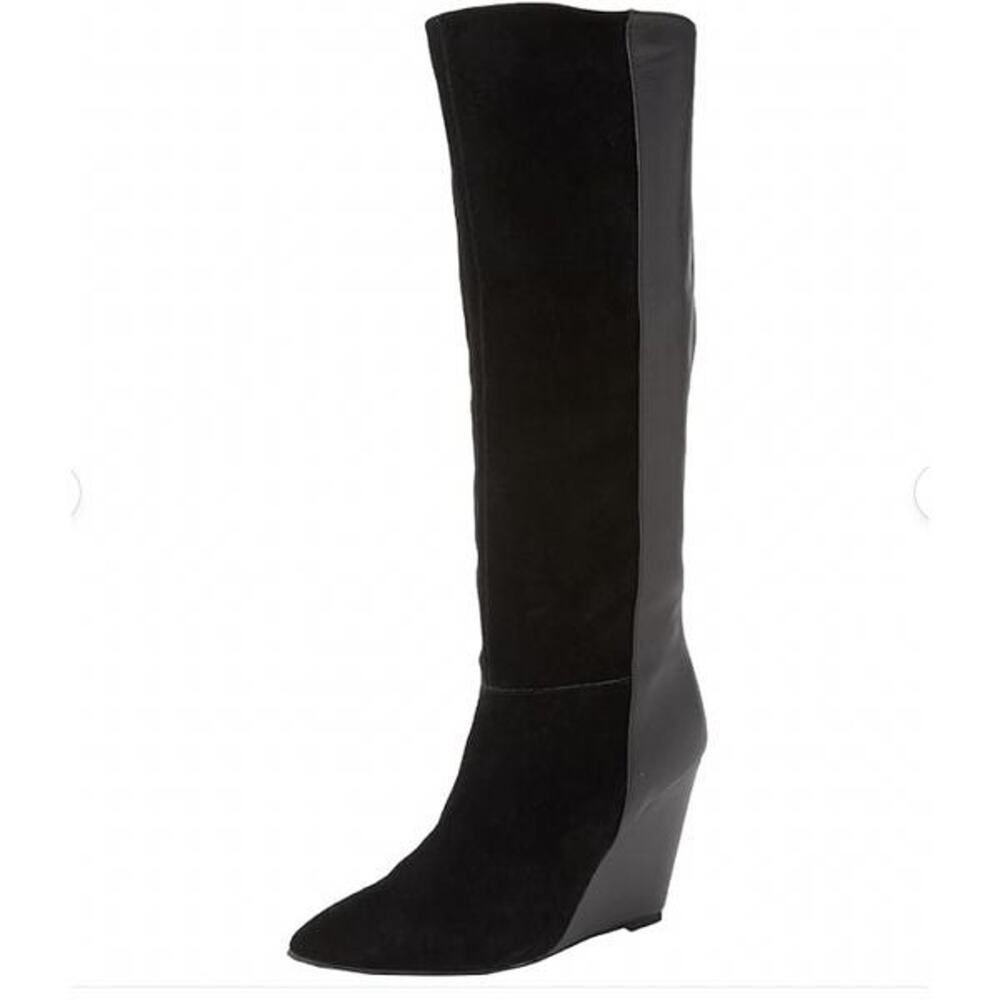 Ted Baker Resin Boots Black Heeled Wedge Booties, Sz EU 38.5 / US 7.5, MSRP $325